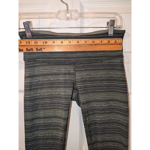 Lululemon Pants Women's Size 6 Wunder Under Pant III Cyber Stripe Green Olive - Picture 2 of 11